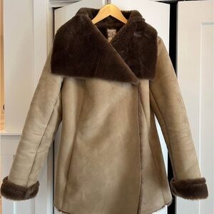 Jennifer Lopez Tan Teddy Jacket with Brown Faux Fur
